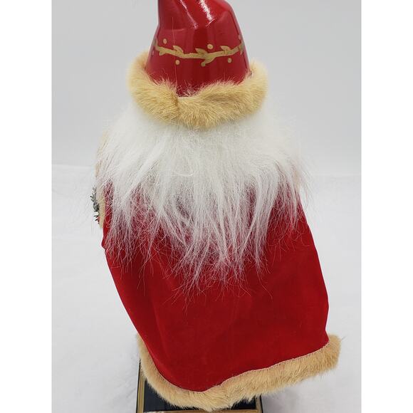 Nutcracker Santa Claus Christmas Decor Red Cape Holding Toy Bag Size 14" - Picture 10 of 16